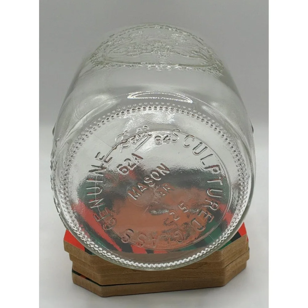 Vintage Ball Mason Jar Clear 32oz Quart Fruit Embossed with Ring Band